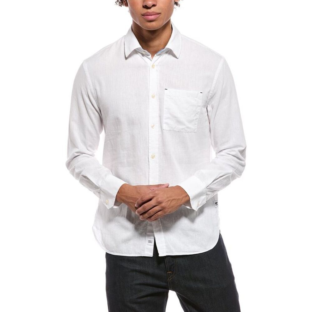 Gas Mens  Linen-Blend Shirt, White